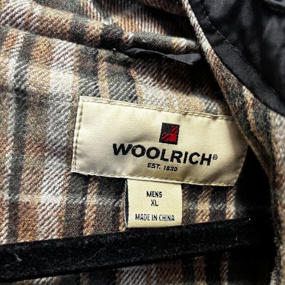 Woolrich Wool Lined Field Coat Mens Sz XL Black Plaid Hood Zip Guide Field 16038 - Picture 4 of 16